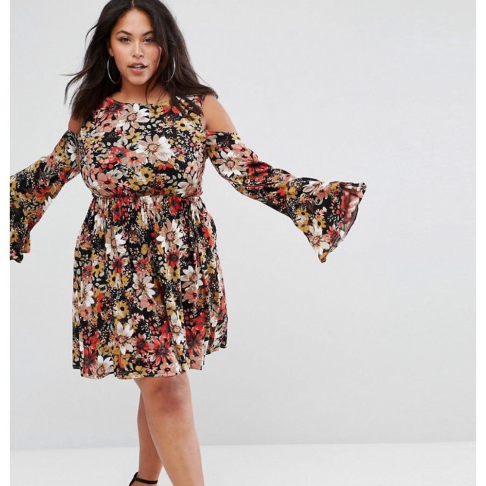 ASOS Club L Floral Cold Shoulder Dress